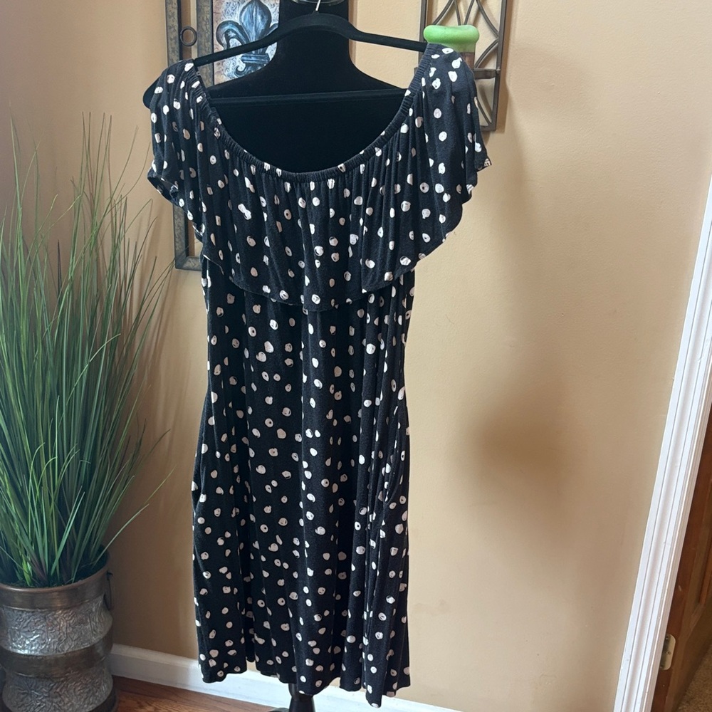 Lane Bryant Black and White Polka Dot Midi Dress